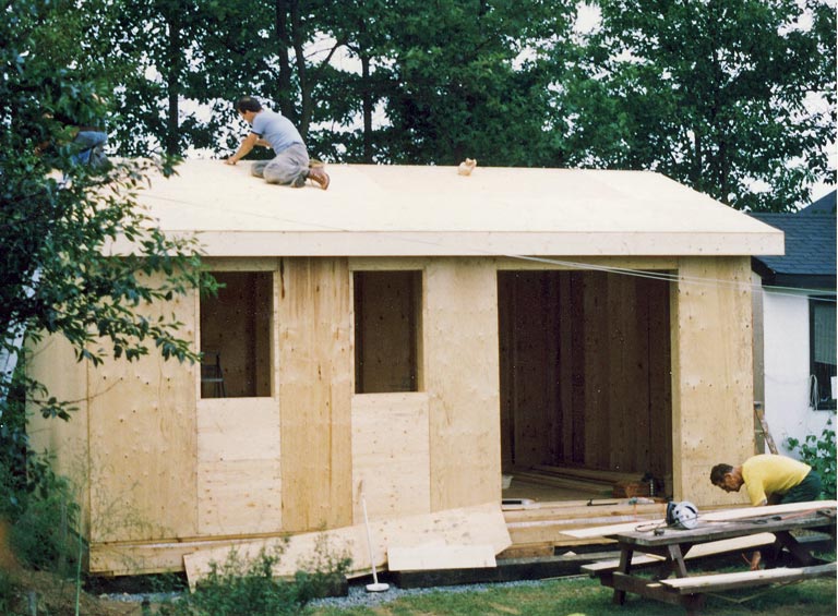 Custom leather shop being built.