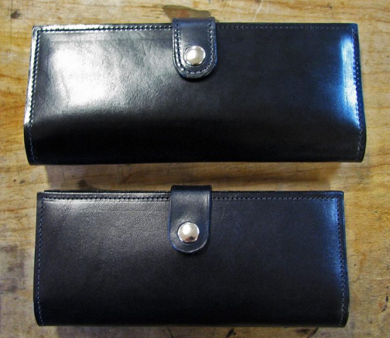 First prototype vs. final women's leather wallet