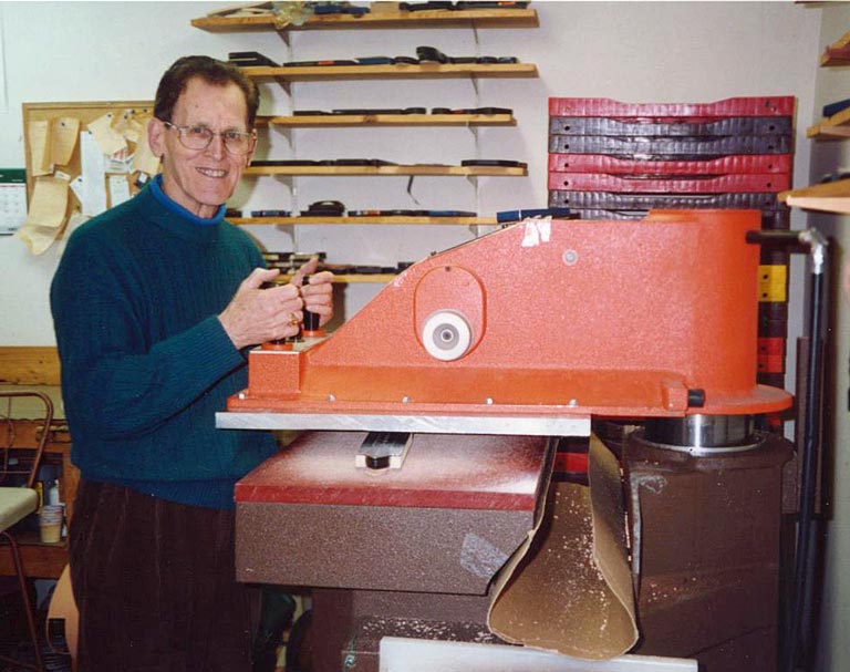 Promotional leather products being cut.