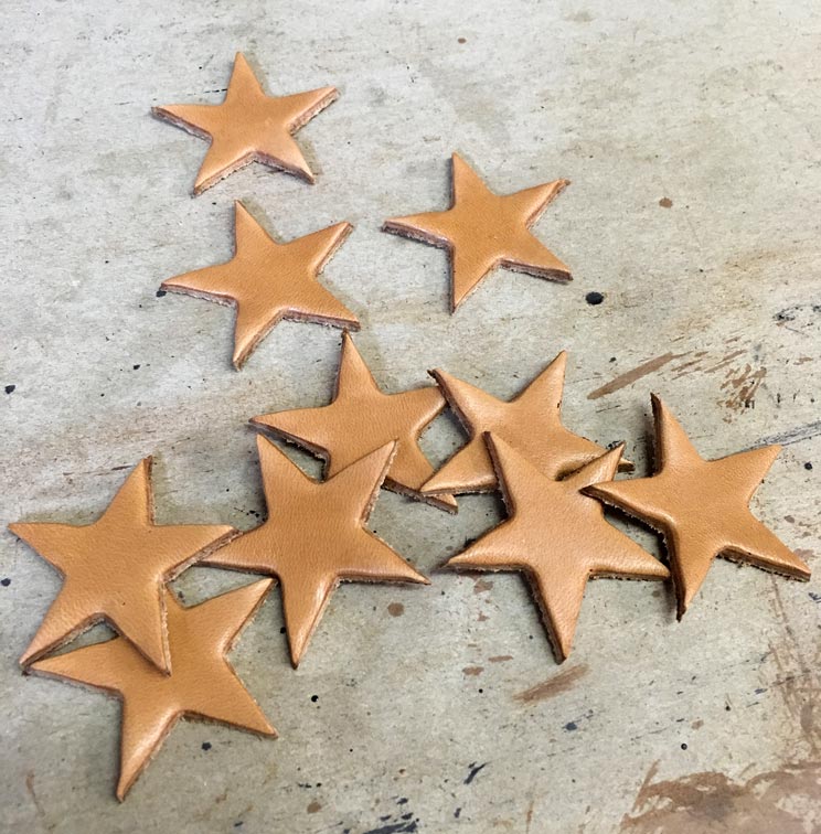 Cut out decorative leather star pieces