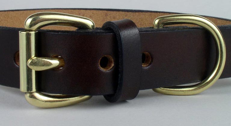 CLASSIC LEATHER DOG COLLAR BLACK BRASS STEEL HANDMADE BY AMISH 1" CUSTOM STRONG 