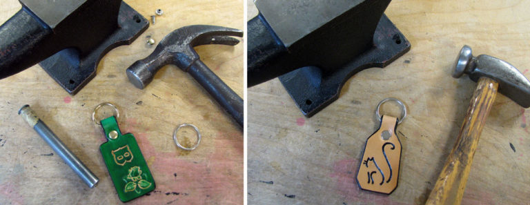 Riveting the Split Rings on your DIY Leather Key Fobs