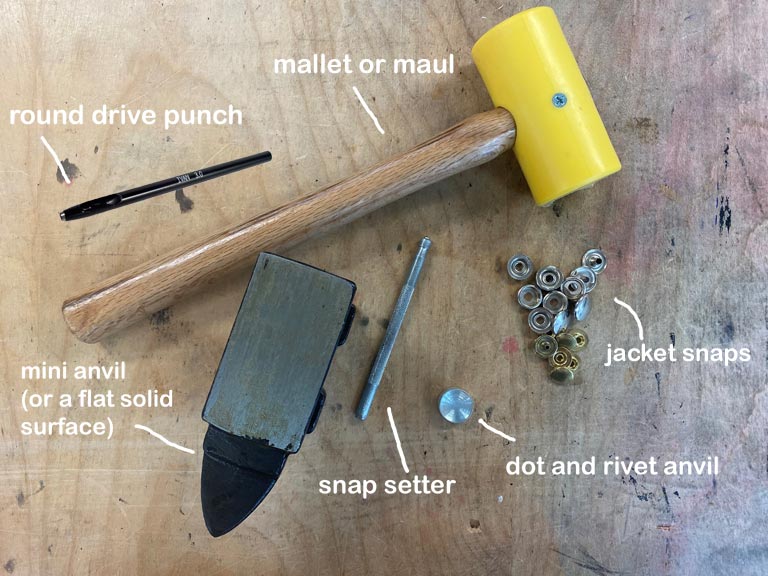 Snap Fastener Kit With 20 Snaps and Setting Tool for Thinner Materials. 