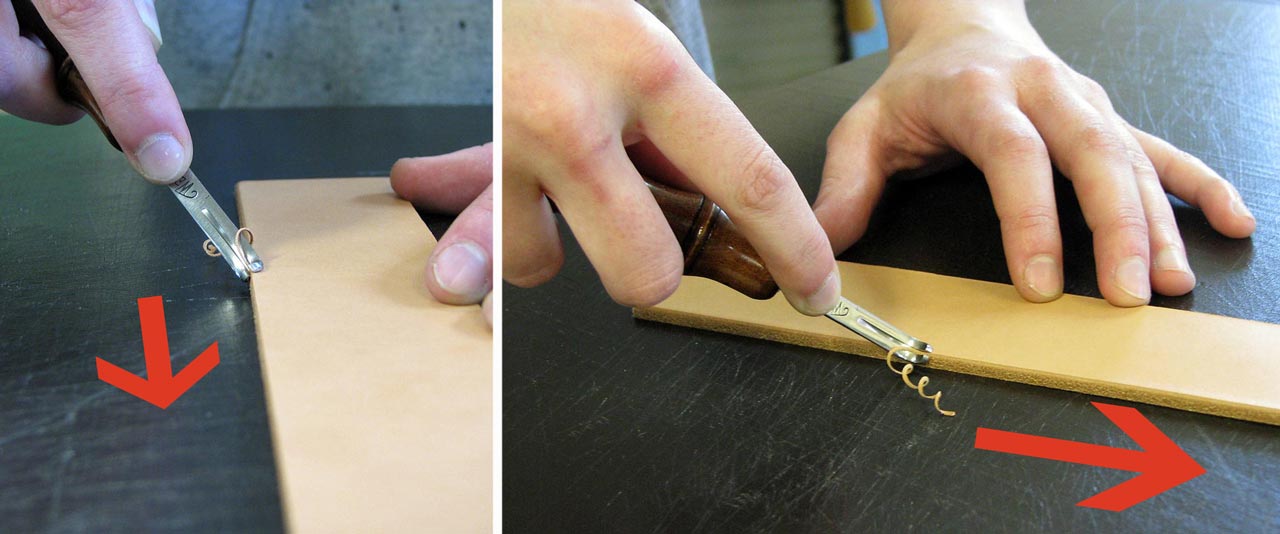 Using beveller leatherworking tools