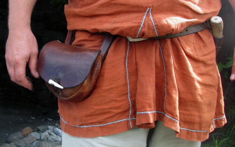 Viking garb includes a leather pouch