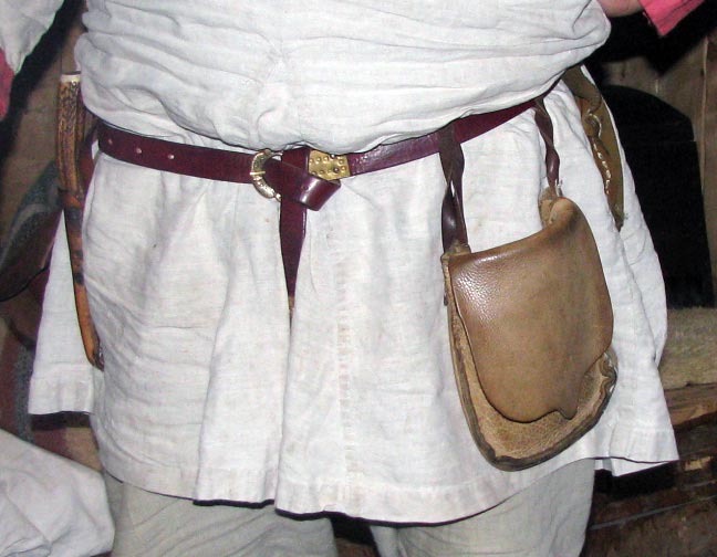 Leather belt worn over Viking clothing